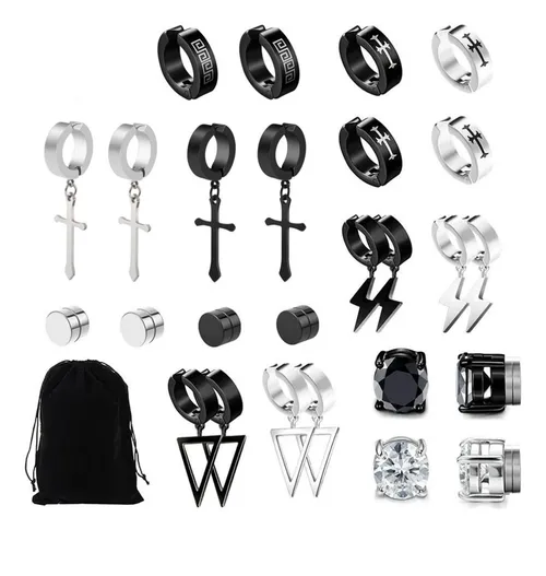 Foto 2 pulgar | 13 Xtellar Pares Aretes Hombre Falsos Piercing Imán Arracadas Set