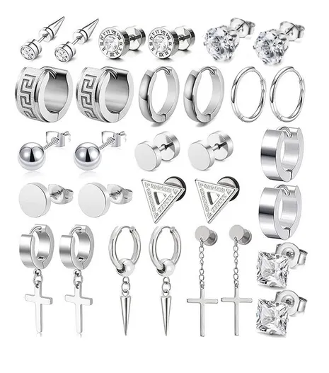 Foto 1 | 15 Xtellar Pares Aretes Hombre Piercing Pendientes Acero Inoxidable