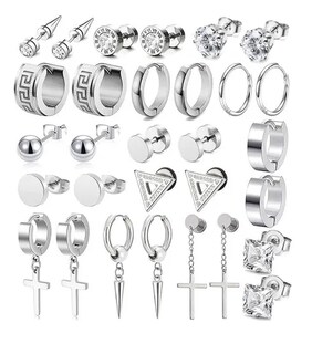 Foto 1 | 15 Xtellar Pares Aretes Hombre Piercing Pendientes Acero Inoxidable