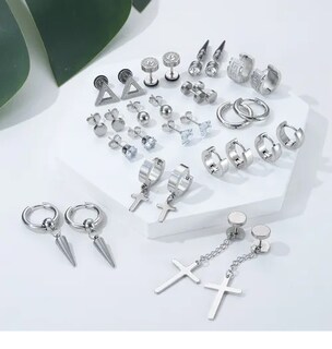 Foto 3 | 15 Xtellar Pares Aretes Hombre Piercing Pendientes Acero Inoxidable