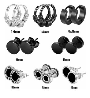 Foto 3 | 12pares Xtellar Aretes Hombre Mujer Pendientes De Acero Inoxidable