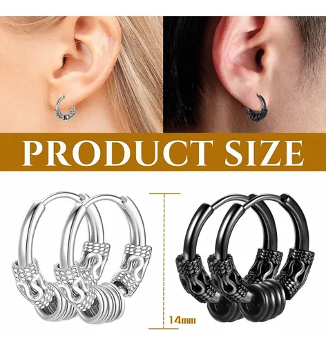 Foto 5 pulgar | 12pares Xtellar Aretes Hombre Mujer Pendientes De Acero Inoxidable