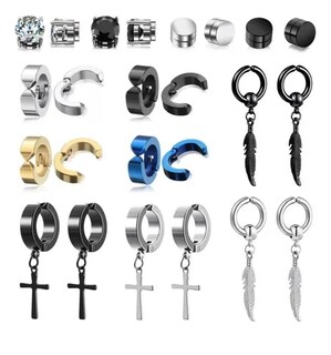 Foto 1 | 12 Xtellar Pares Aretes Hombre Falsos Piercing Imán Arracadas Set