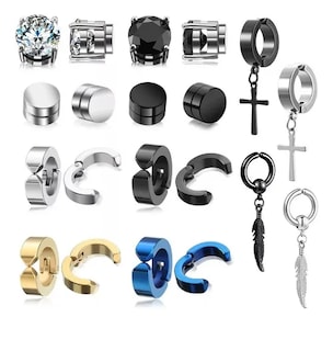 Foto 2 | 12 Xtellar Pares Aretes Hombre Falsos Piercing Imán Arracadas Set