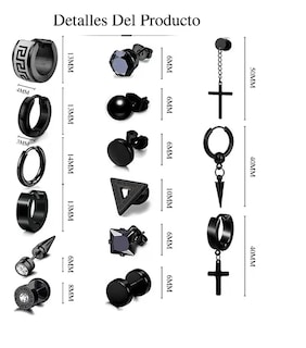 Foto 2 | 15 Xtellar Pares Aretes Hombre Piercing Pendientes Acero Inoxidable