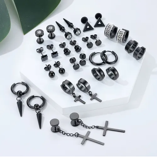 Foto 3 | 15 Xtellar Pares Aretes Hombre Piercing Pendientes Acero Inoxidable