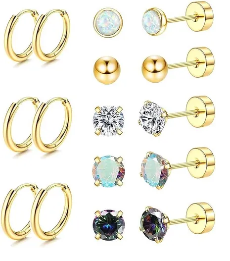 8pare Xtellar Piercing Aretes Oreja Cartílago Acero Inoxidable Mujer