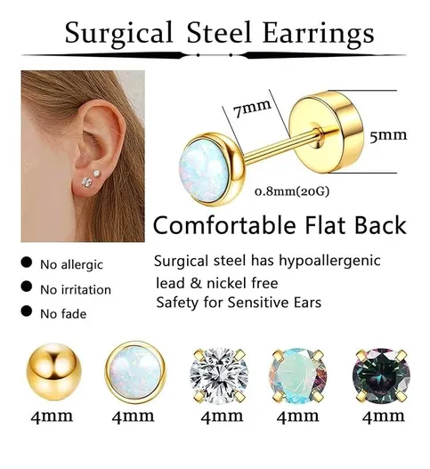 Foto 3 pulgar | 8pare Xtellar Piercing Aretes Oreja Cartílago Acero Inoxidable Mujer