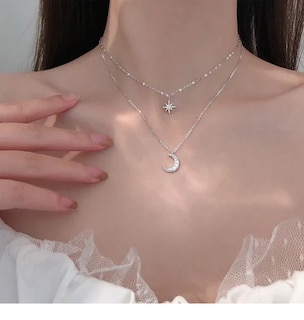 Foto 2 | Collar Xtellar De Cadena Doble Con Luna Estrella Pulsera Para Mujer