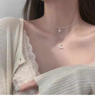 Foto 3 | Collar Xtellar De Cadena Doble Con Luna Estrella Pulsera Para Mujer