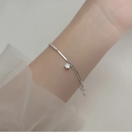 Foto 6 pulgar | Collar Xtellar De Cadena Doble Con Luna Estrella Pulsera Para Mujer