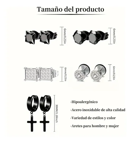 Foto 2 | Aretes Xtellar para Hombre 15 Pares