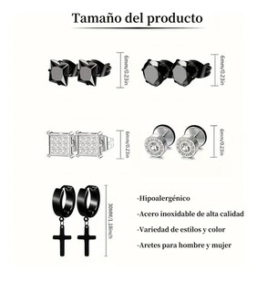Foto 2 | Aretes Xtellar para Hombre 15 Pares