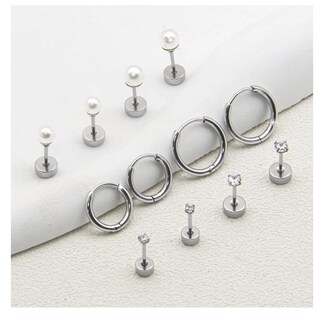 Foto 5 | Set De Aretes Circonita Cúbica Pequeños Con Perla Mujer