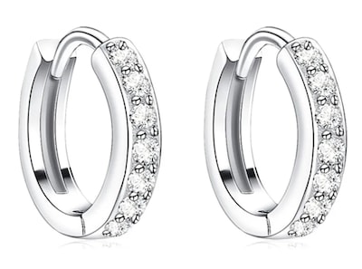 Foto 1 | Aretes Mujer Arracada De Aro Plata S925 Zirconia Argolla