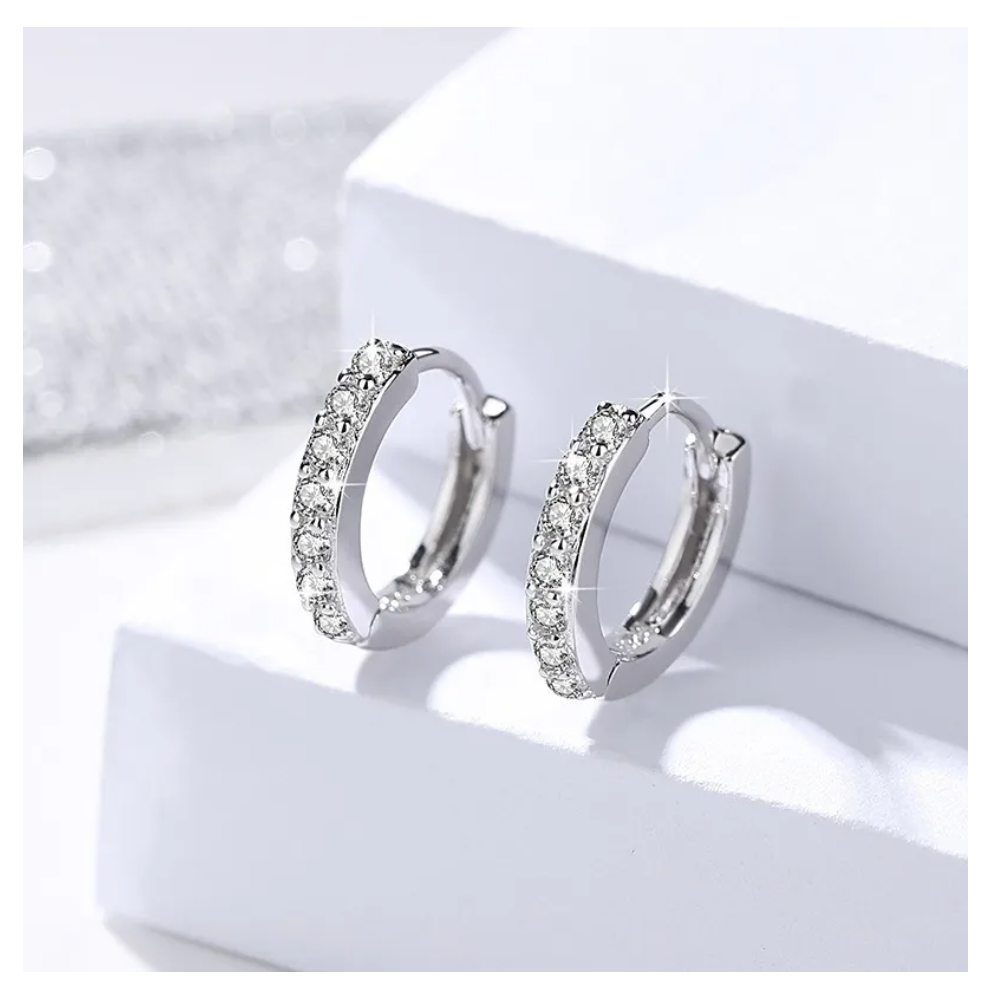 Foto 2 | Aretes Mujer Arracada De Aro Plata S925 Zirconia Argolla