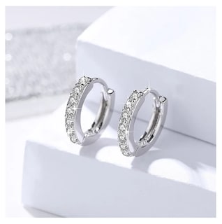 Foto 2 | Aretes Mujer Arracada De Aro Plata S925 Zirconia Argolla