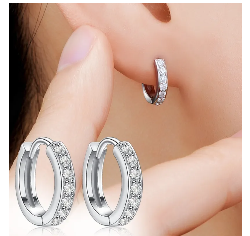 Foto 5 pulgar | Aretes Mujer Arracada De Aro Plata S925 Zirconia Argolla