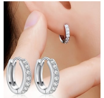 Foto 4 | Aretes Mujer Arracada De Aro Plata S925 Zirconia Argolla
