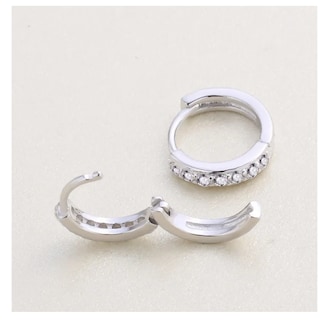 Foto 5 | Aretes Mujer Arracada De Aro Plata S925 Zirconia Argolla