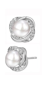 Foto 1 | Aretes De Perla Plata 925 Mujer Circonita