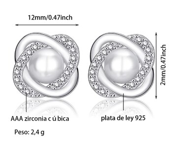 Foto 4 | Aretes De Perla Plata 925 Mujer Circonita
