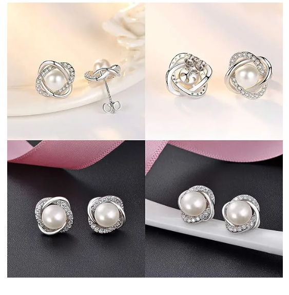 Foto 5 | Aretes De Perla Plata 925 Mujer Circonita