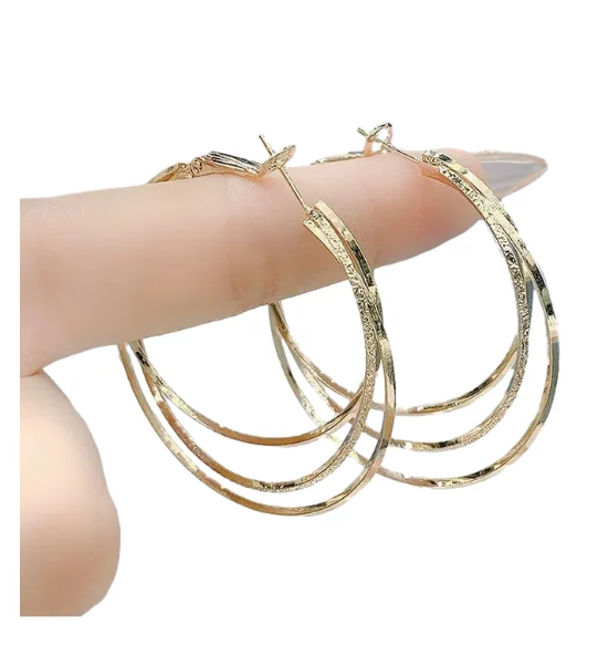 Foto 2 pulgar | Aretes Arracadas De Aro Para Mujer Pendientes Chapados En Oro De 18k