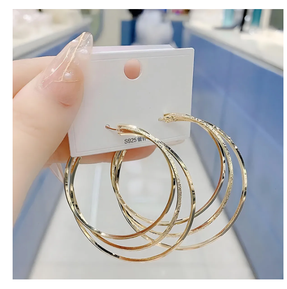 Foto 3 | Aretes Arracadas De Aro Para Mujer Pendientes Chapados En Oro De 18k