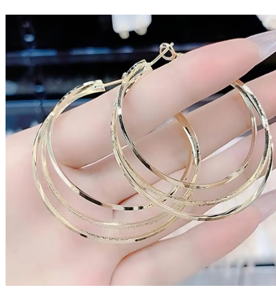 Foto 4 | Aretes Arracadas De Aro Para Mujer Pendientes Chapados En Oro De 18k