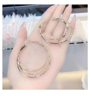 Foto 5 | Aretes Arracadas De Aro Para Mujer Pendientes Chapados En Oro De 18k