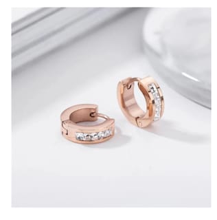Foto 2 | Aretes Para Mujer Huggies Tender Dorada Pendientes De Aro Chapada En Oro De 18k Con Diamante De Zirconia Cúbica