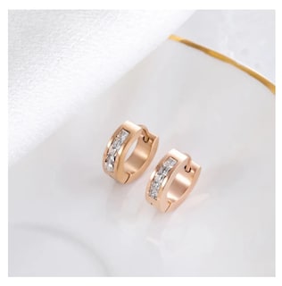 Foto 5 | Aretes Para Mujer Huggies Tender Dorada Pendientes De Aro Chapada En Oro De 18k Con Diamante De Zirconia Cúbica