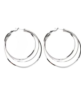 Foto 1 | Aretes Arracadas De Aro Para Mujer Pendientes Grandes Plateados Chapados En Oro Blanco De 18k