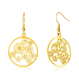 Foto 2 | Pendientes Colgantes Elya Chapados En Oro Con Flores De Cristal - Venta Internacional.