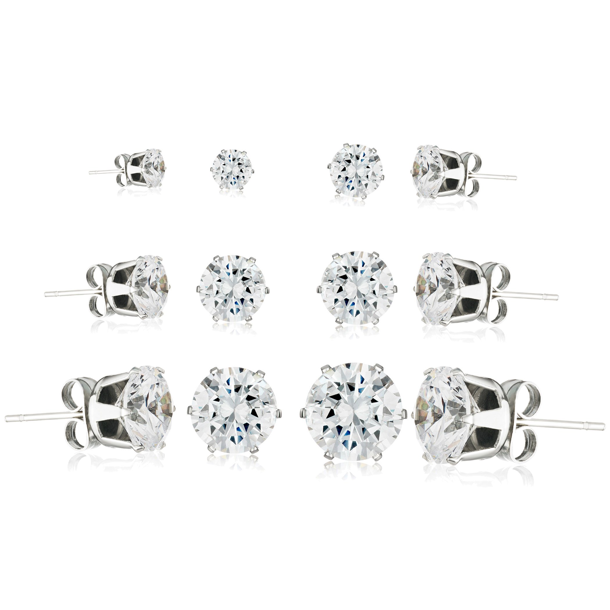 Foto 2 | Pendientes West Coast Jewelry Con Circonitas Cúbicas De Acero Inoxidable - Venta Internacional.
