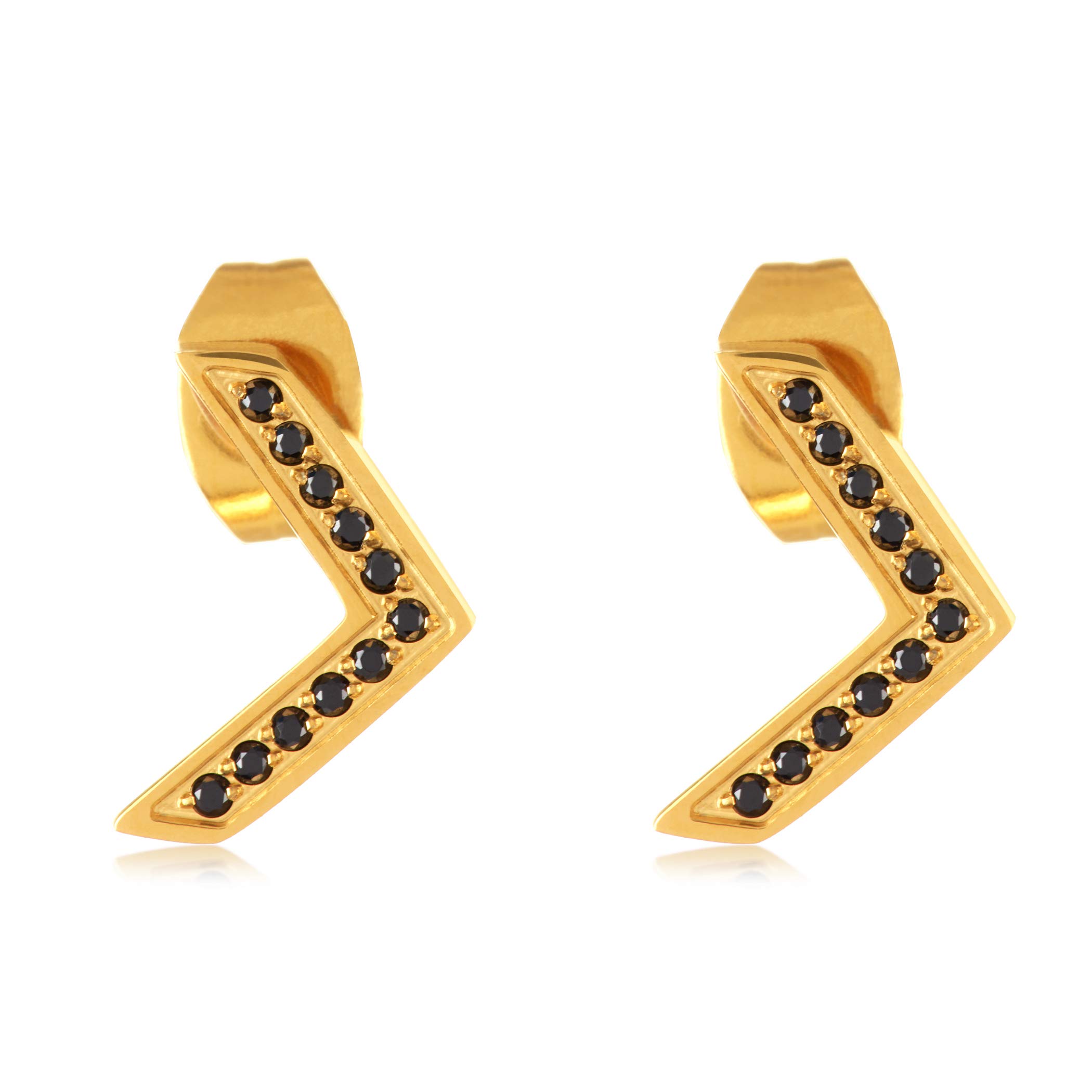 Foto 1 | Pendientes Elya De Acero Inoxidable Chapados En Oro Con Circonitas - Venta Internacional.