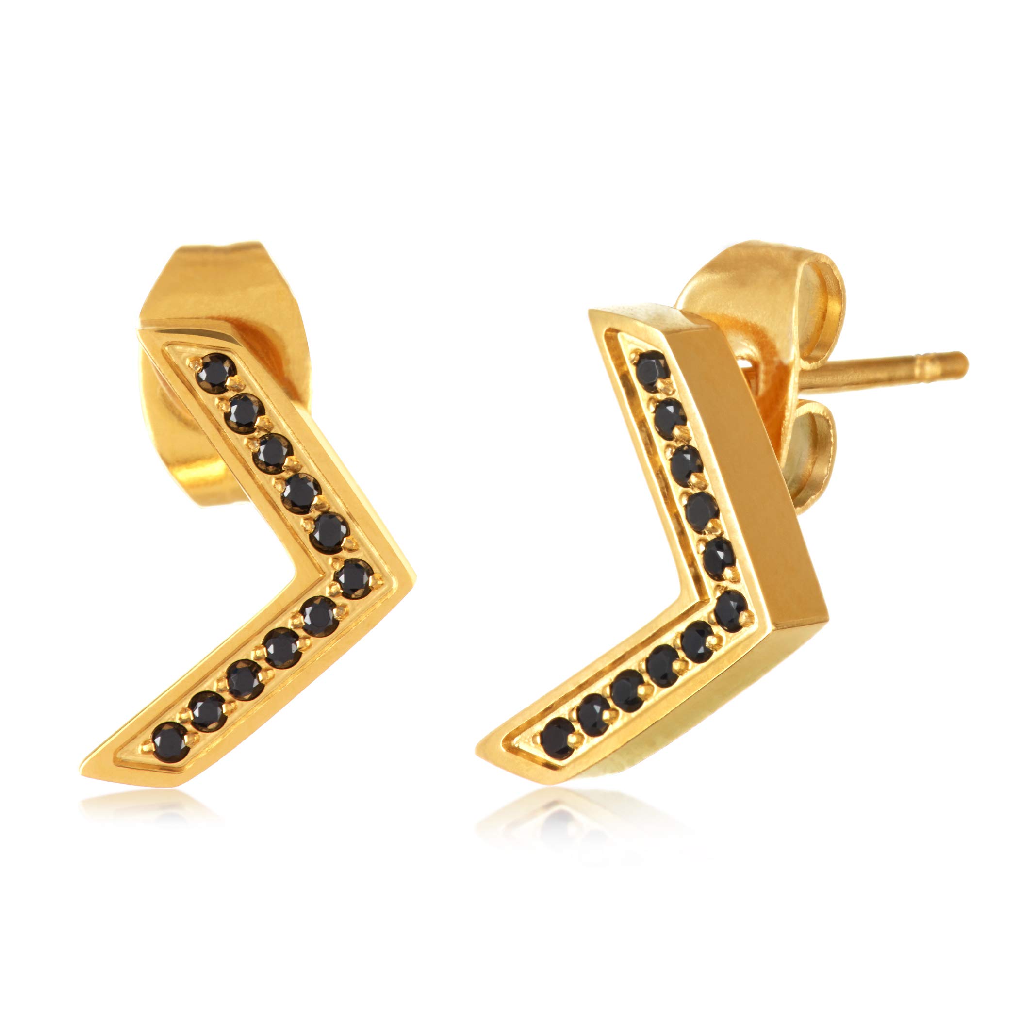 Foto 4 pulgar | Pendientes Elya De Acero Inoxidable Chapados En Oro Con Circonitas - Venta Internacional.