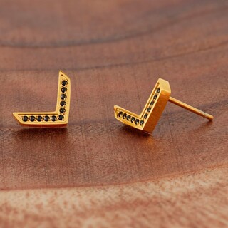 Foto 5 | Pendientes Elya De Acero Inoxidable Chapados En Oro Con Circonitas - Venta Internacional.