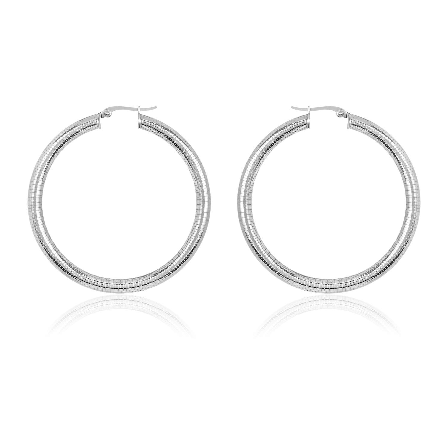 Foto 3 pulgar | Pendientes De Aro De Acero Inoxidable West Coast Jewelry Elya - Venta Internacional.