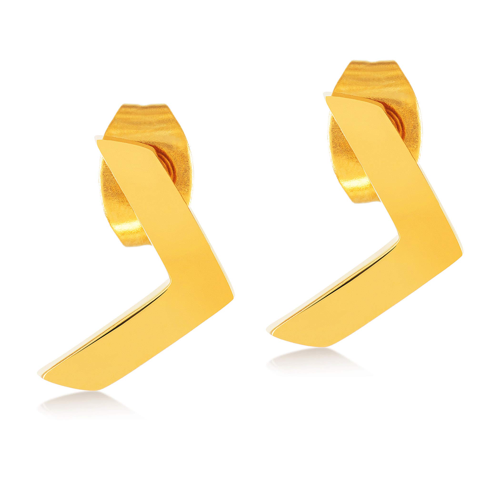 Foto 1 | Pendientes De Tuerca West Coast Jewelry Elya De Acero Inoxidable Chapados En Oro - Venta Internacional.