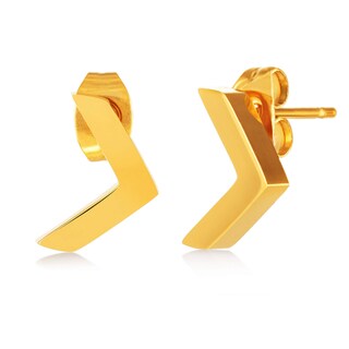 Foto 2 | Pendientes De Tuerca West Coast Jewelry Elya De Acero Inoxidable Chapados En Oro - Venta Internacional.
