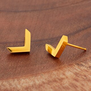 Foto 4 | Pendientes De Tuerca West Coast Jewelry Elya De Acero Inoxidable Chapados En Oro - Venta Internacional.