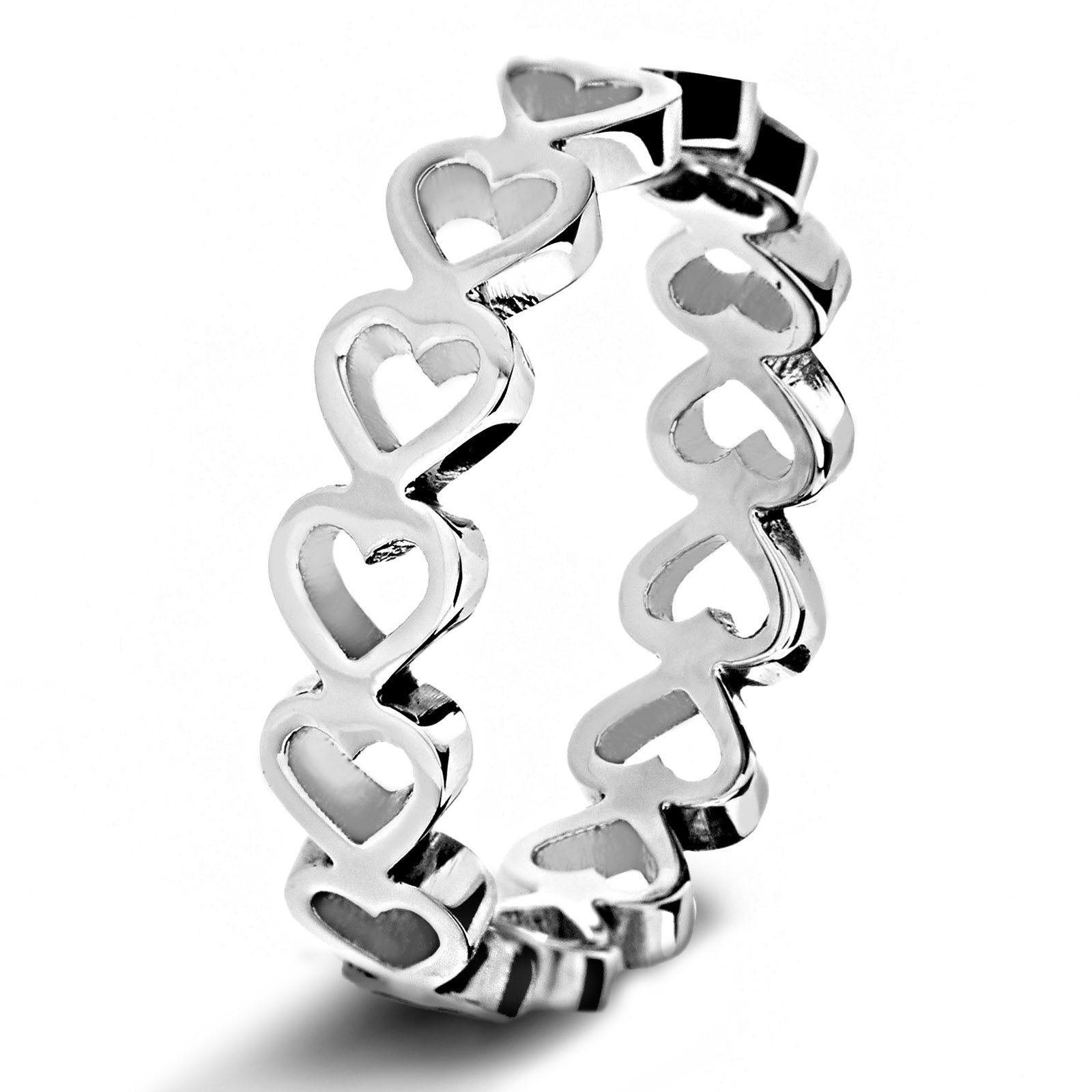 Foto 5 pulgar | Anillo West Coast Jewelry Elya De Acero Inoxidable Con Corazón Abierto - Venta Internacional.