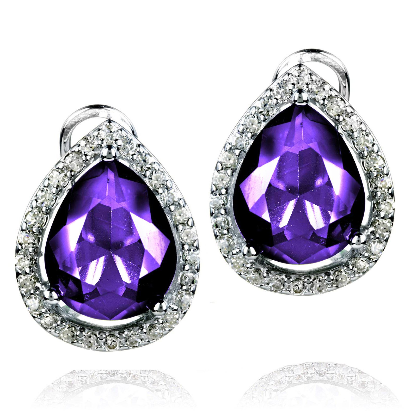 Foto 1 | Pendientes Elya De Plata De Ley, Amatista, Violeta, Circonita Talla Pera - Venta Internacional.