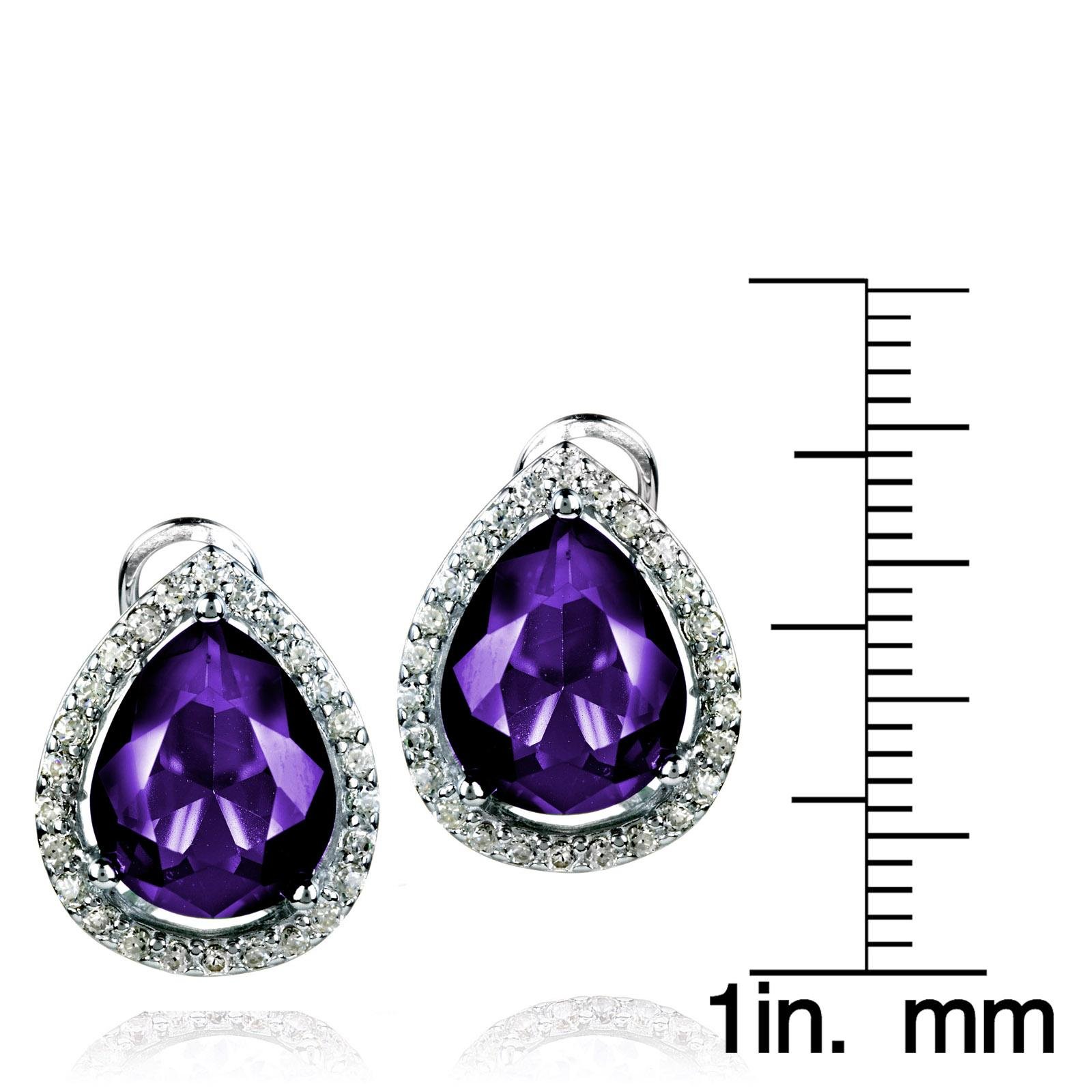 Foto 4 pulgar | Pendientes Elya De Plata De Ley, Amatista, Violeta, Circonita Talla Pera - Venta Internacional.