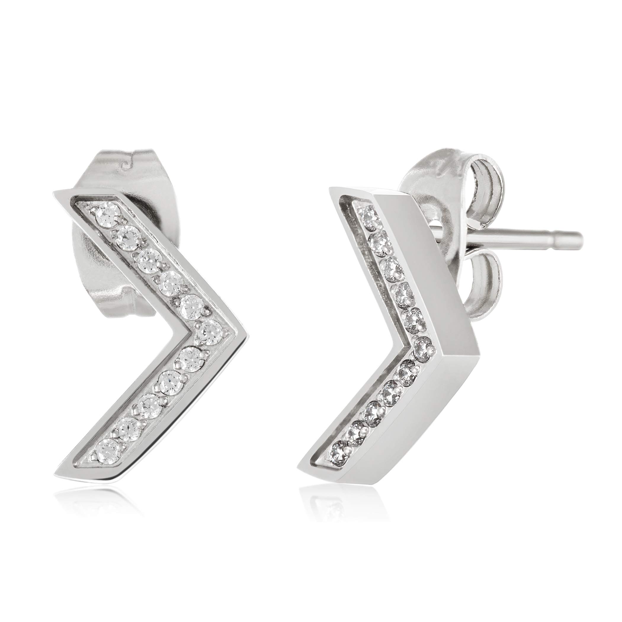 Foto 3 | Pendientes De Tuerca West Coast Jewelry Elya De Acero Inoxidable - Venta Internacional.