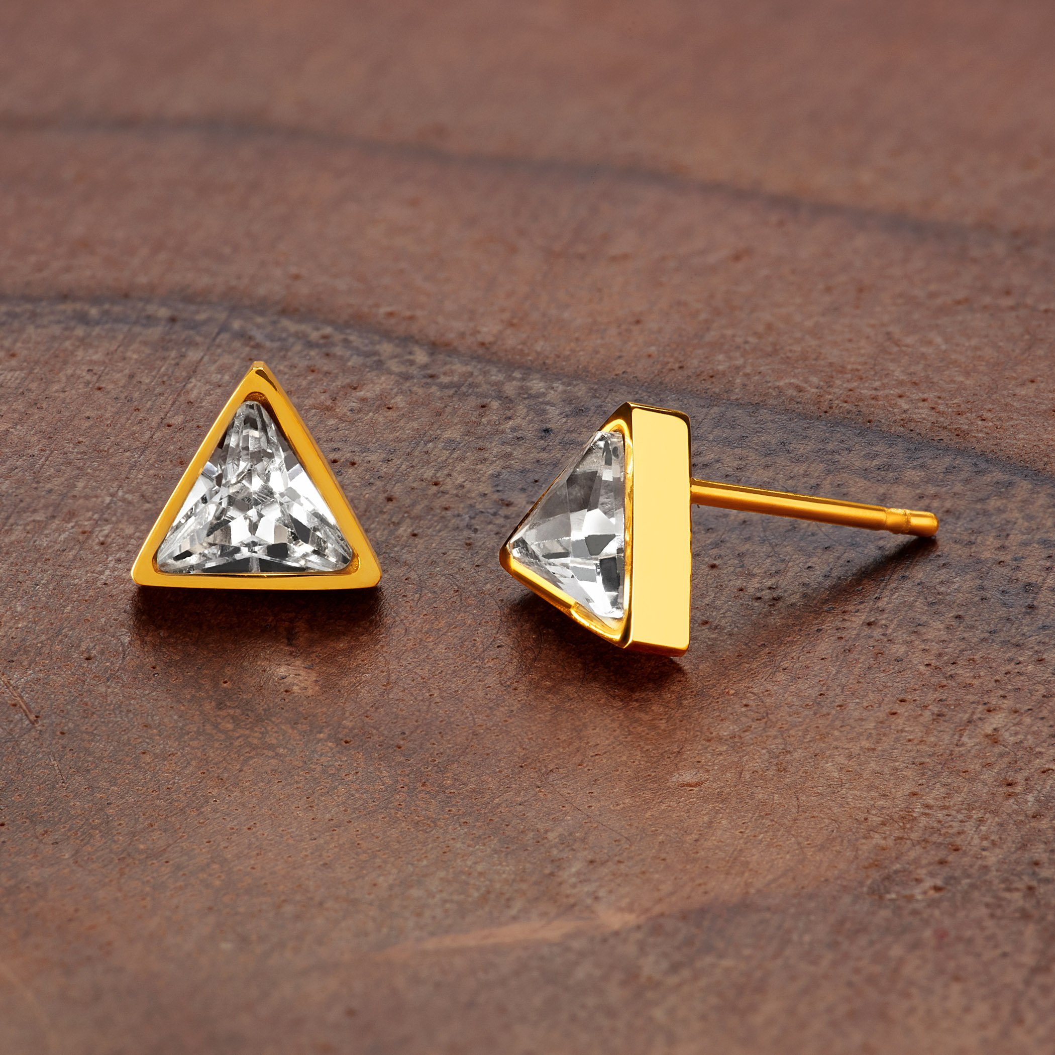 Foto 4 | Pendientes De Tuerca West Coast Jewelry Elya De Acero Chapado En Oro - Venta Internacional.