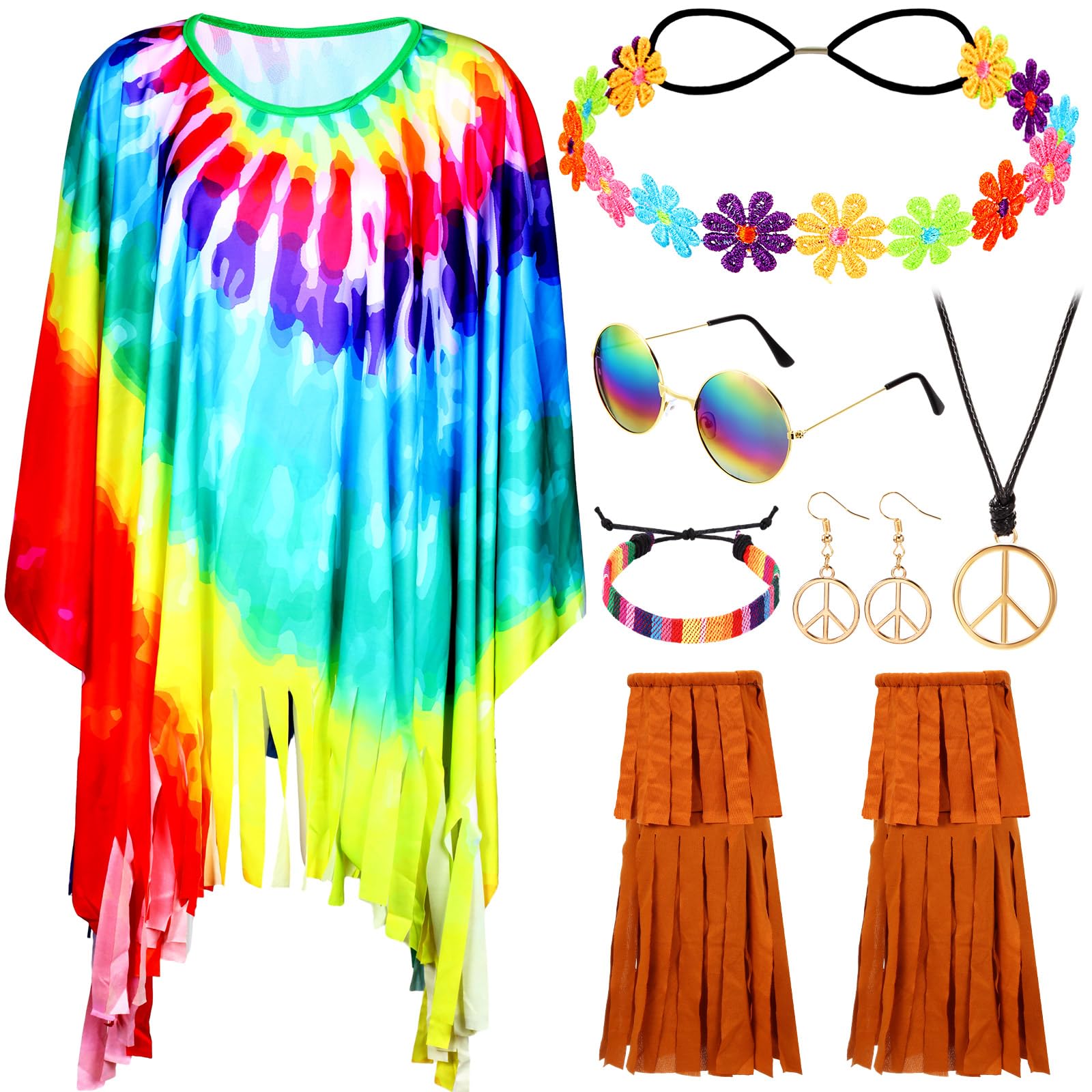 Foto 2 pulgar | Set De Accesorios De Disfraz Hicarer, 7 Piezas, 60 Y 70, Hippie Classic - Venta Internacional.