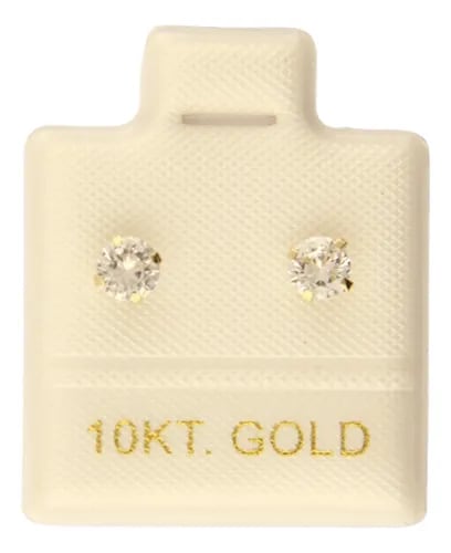 Broquel Oro 10k | Recto 3mm Con Cristal Swarovski $325